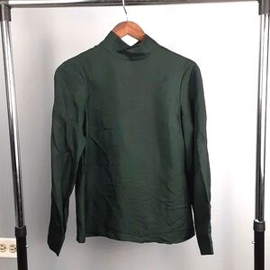 Ted Baker London Dark Green Marther Silk Long Sleeve High Neck Blouse